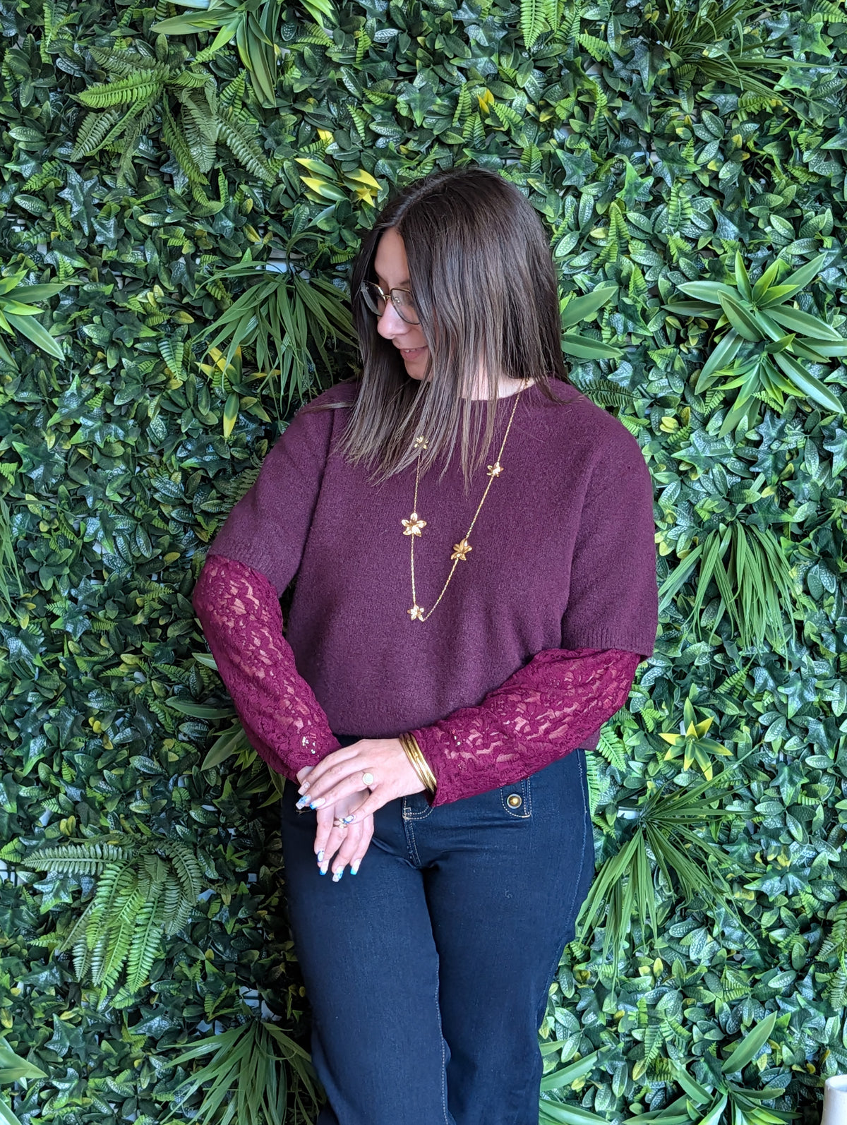 Pull manche dentelle
