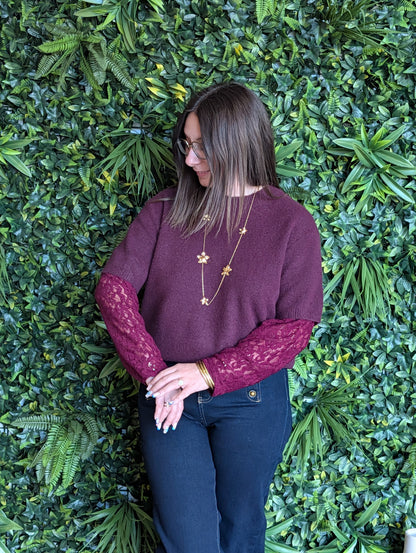 Pull manche dentelle