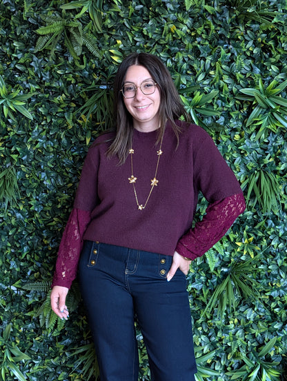 Pull manche dentelle