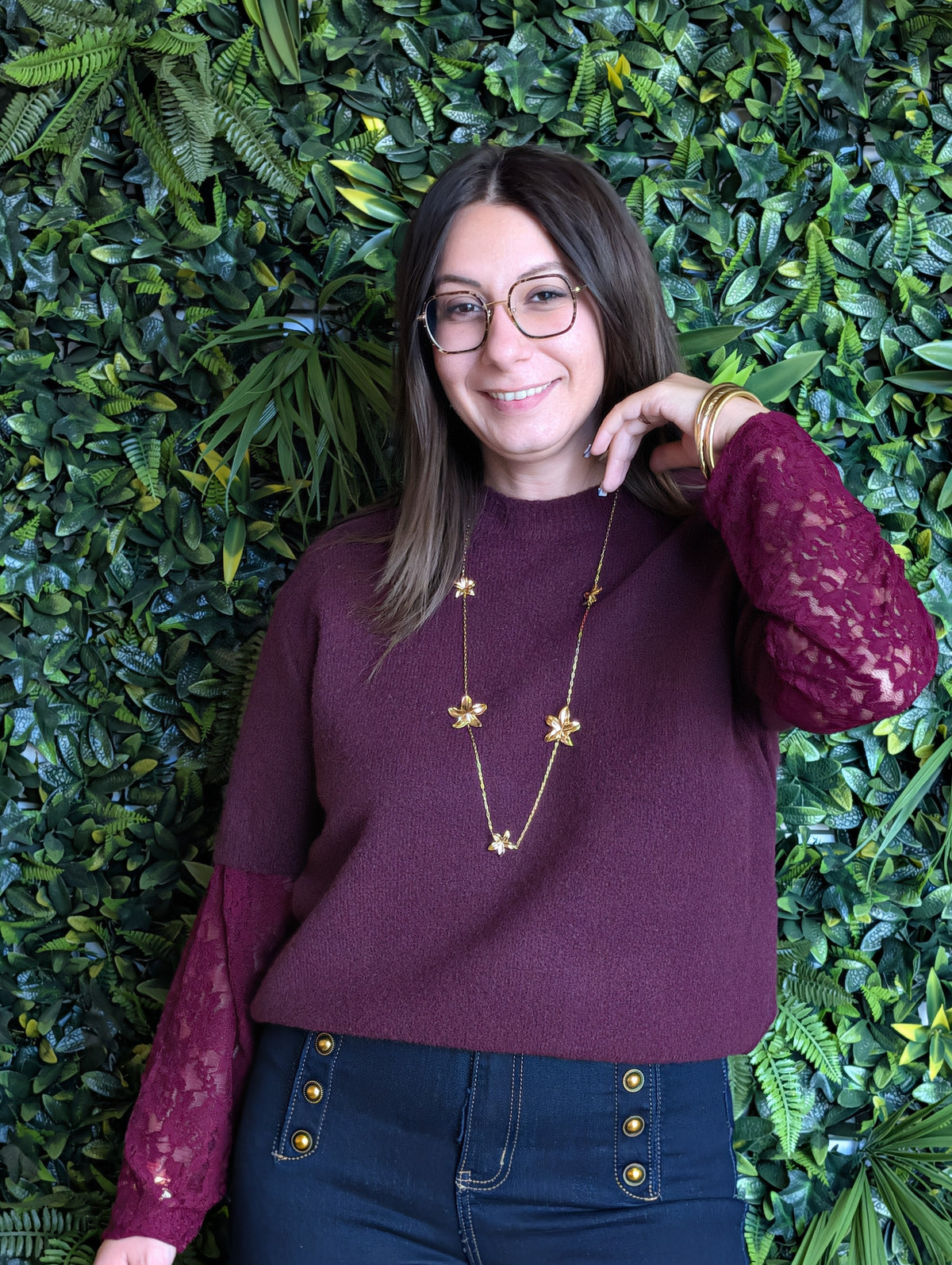 Pull manche dentelle