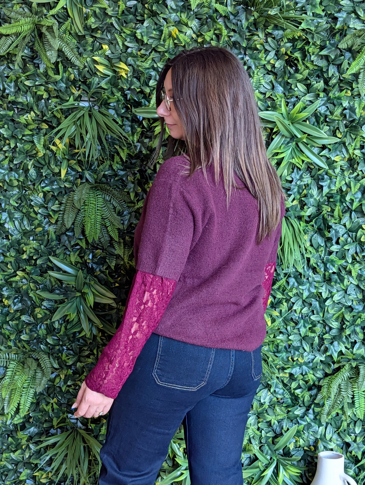 Pull manche dentelle