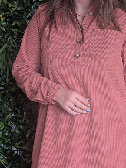 Robe droite côtelé